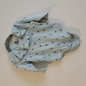 Oeuf Organic long sleeve Mushroom shirt ruffles 18-24 mos